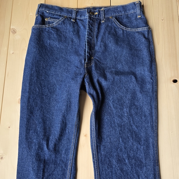 Vintage Lee Rider Denim Dark Wash Blue Jeans Mens 36.5X34 - Picture 3 of 11